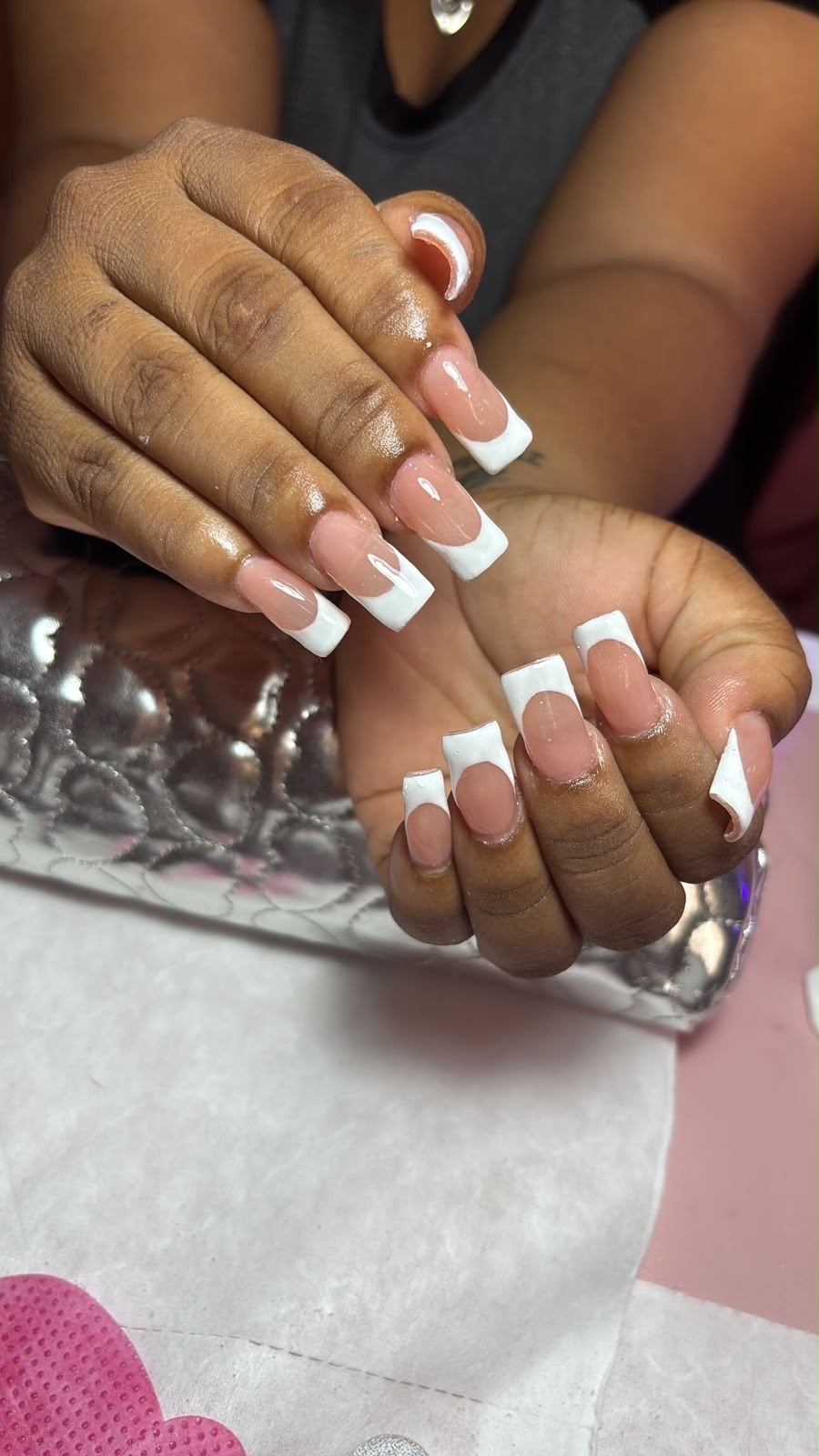 French manicure created by Nails by Masiel in Punta Cana